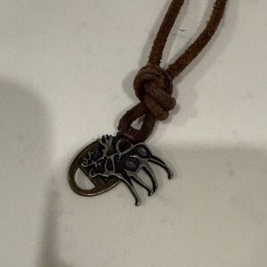 Abercrombie and Fitch vintage Brown Leather Moose Pendant Necklace